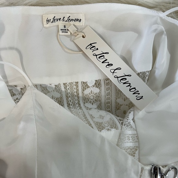 FOR LOVE & LEMONS Lovebird Lace Midi Dress in White, Size S - Picture 10 of 11